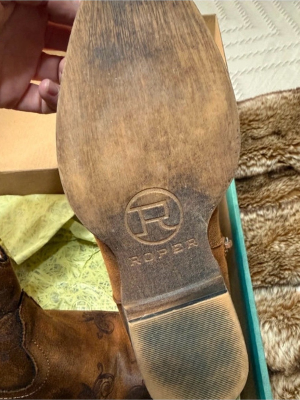 Roper Brown Embossed Western Zip-Ankle Boots - Picture 2 of 5